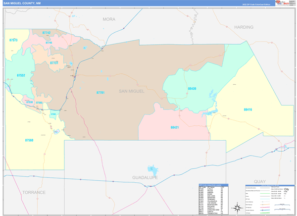 San Miguel County Digital Map Color Cast Style